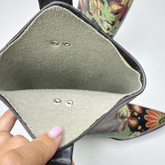 Nomad Women's Yippy Western Rain Boot Size 7 Waterproof Floral Paisley Pull‎ On - Picture 9 of 10